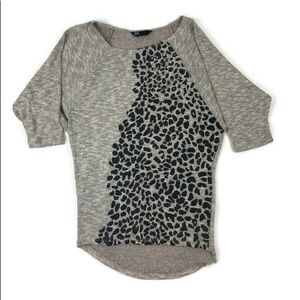 SJS Womens Shirt Gray Black Leopard Small